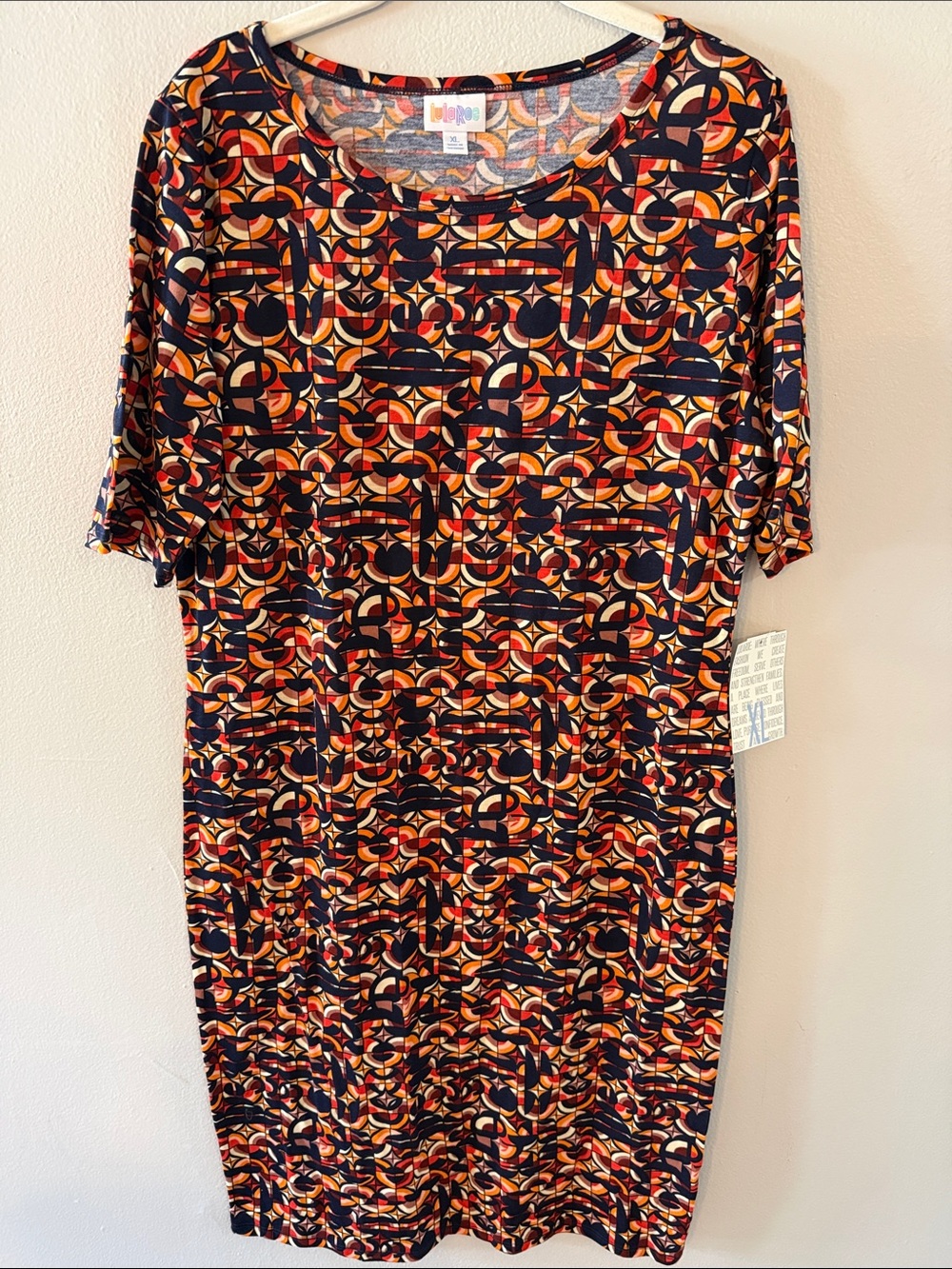 LuLaRoe Navy Multi Geometric Midi Dress